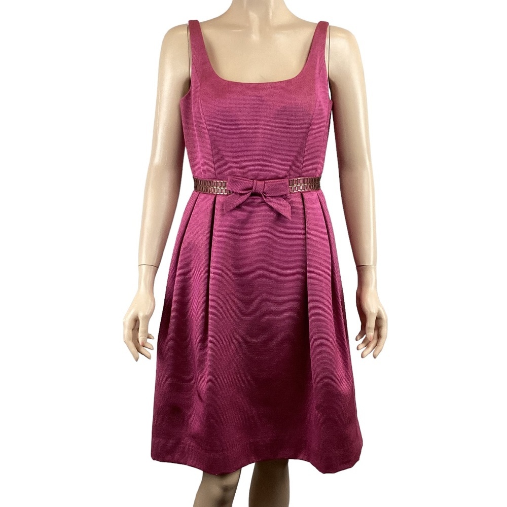 Carmen Marc Valvo Pink Sleeveless Metal Trim Cocktail Dress Size 6 Party Pockets